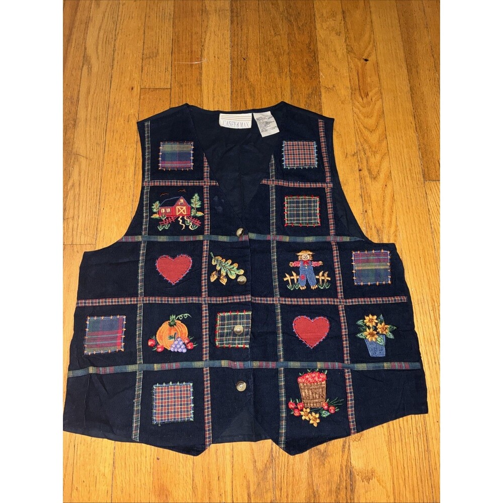 Casey & Max Women’s Navy Blue Autumn Vest Size Large Teacher Fall